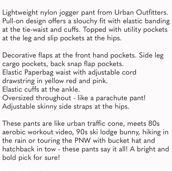 NEW Urban Outfitters | UO Waylan Nylon Jogger Pant Neon Orange Parachute Pants - Picture 5 of 9